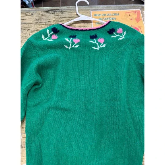 Vintage Susan Bristol Green with Flowers Sweater - Picture 4 of 6